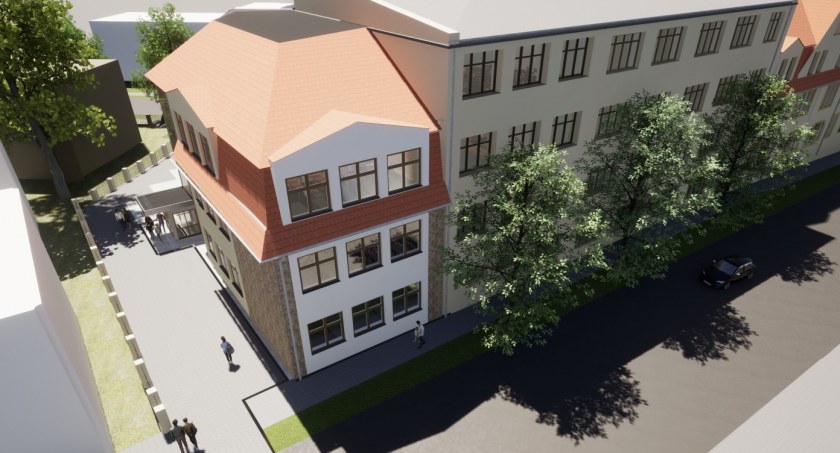 Wizualizacja rozbudowy Technikum nr 2, pracownia arch. Z.Kufel