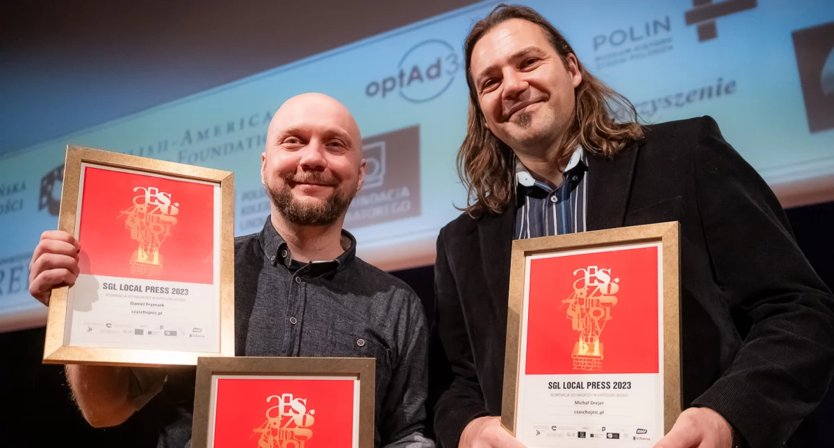 Daniel Frymark i Michał Drejer na gali SGL Local Press 2023.
