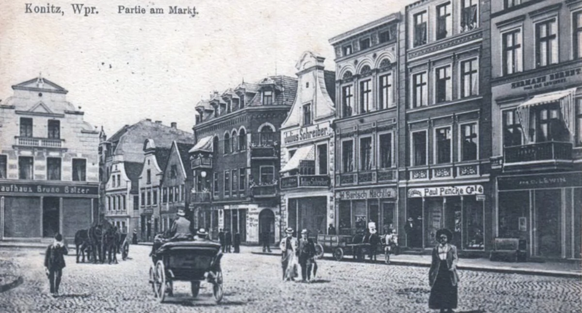 Zdjęcie sprzed I wojny światowej na chojnicki rynek.