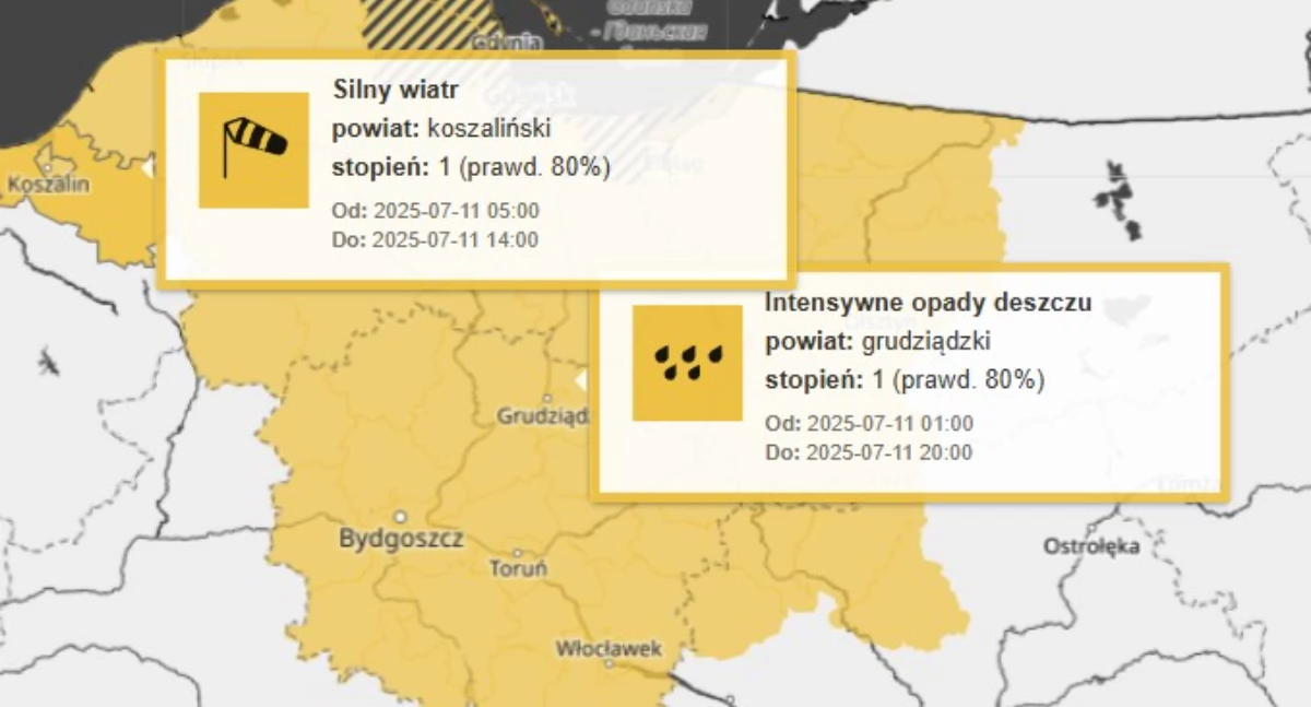 Pogoda w regionie, ostrzega intensywne opady deszczu regionie - zdjęcie, fotografia