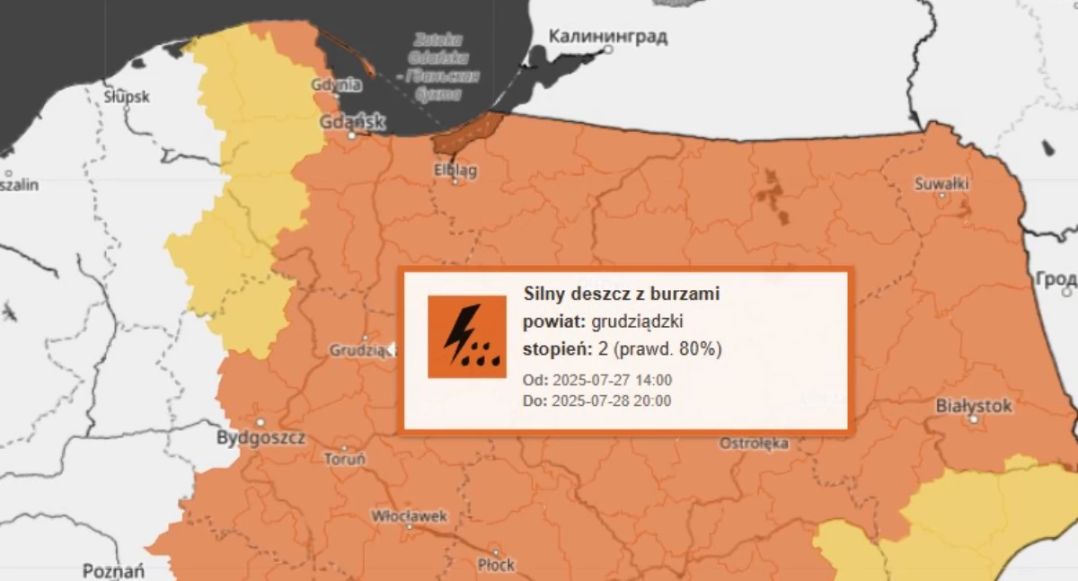 Pogoda w regionie, Powiat chojnicki ostrzeżeniem nadejdzie silny deszcz burzami - zdjęcie, fotografia