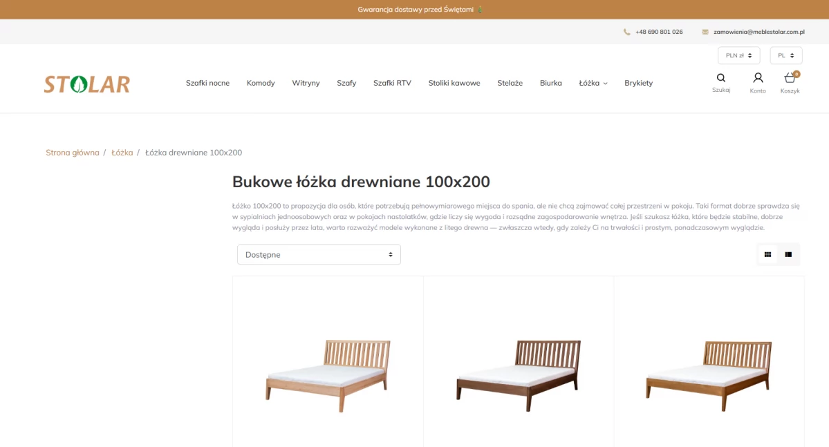 łóżka drewniane 100x200 Stolar