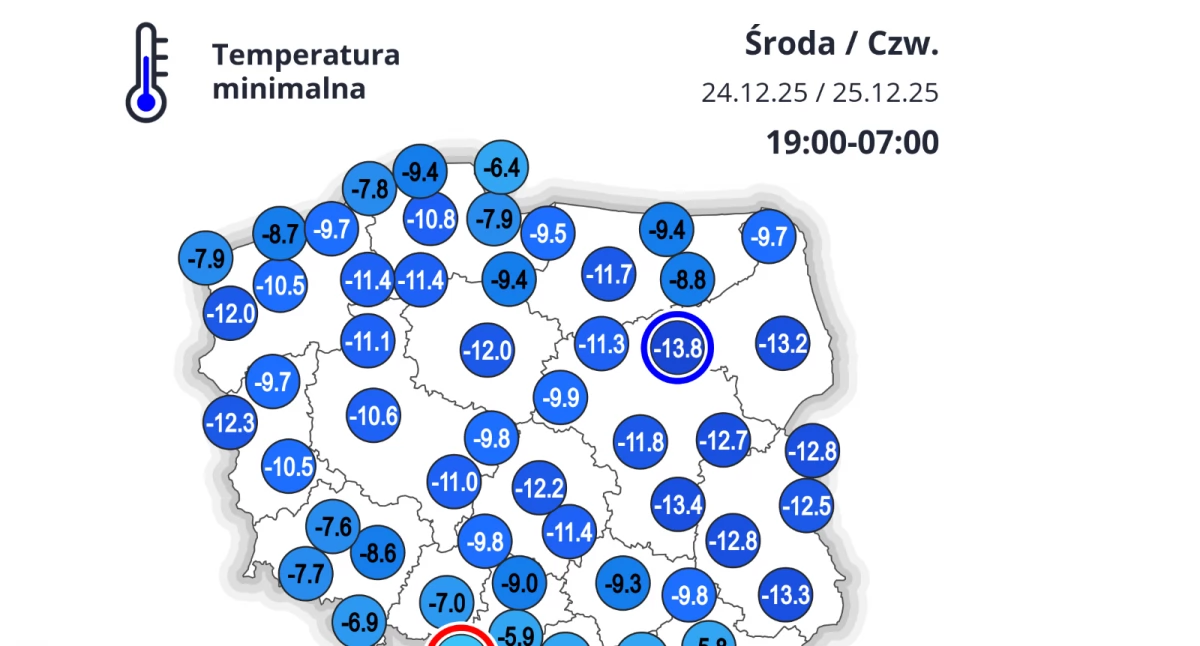 Pogoda w regionie, Mroźna Chojnicach Temperatura spadła stopnia - zdjęcie, fotografia