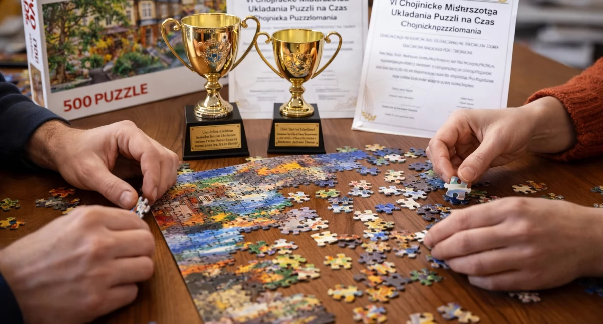 Wydarzenia publiczne, Chojnickie Mistrzostwa Układania Puzzli lutym - zdjęcie, fotografia