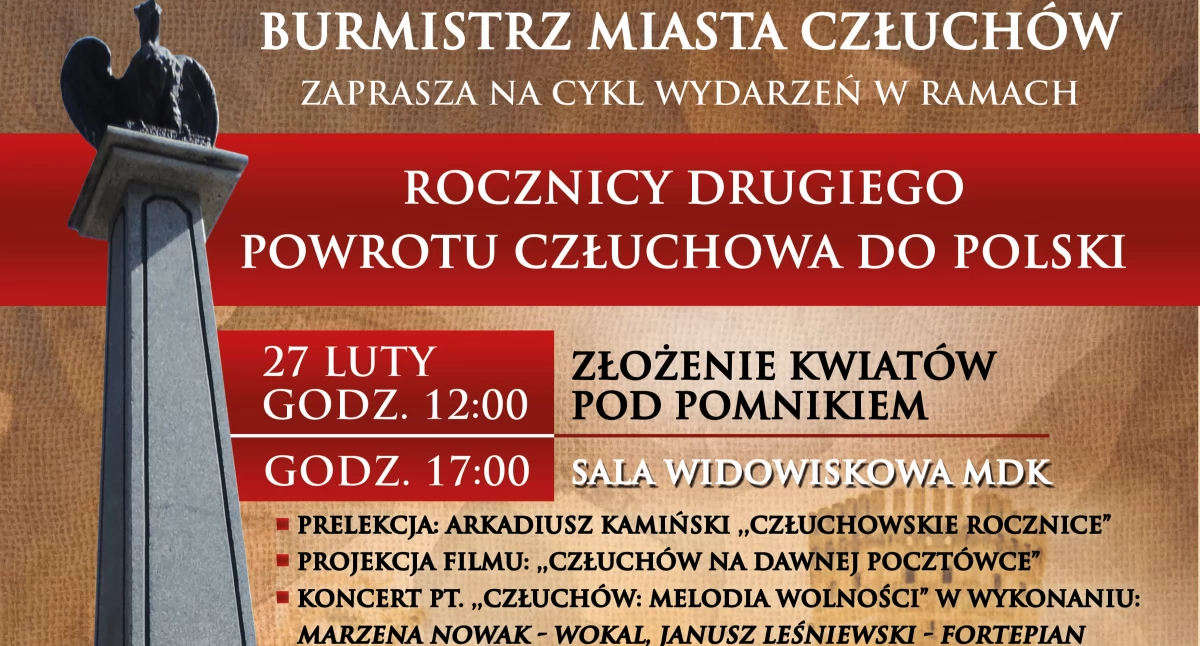 Jubileusze, Człuchów świętuje rocznicę drugiego powrotu Polski obchodów - zdjęcie, fotografia